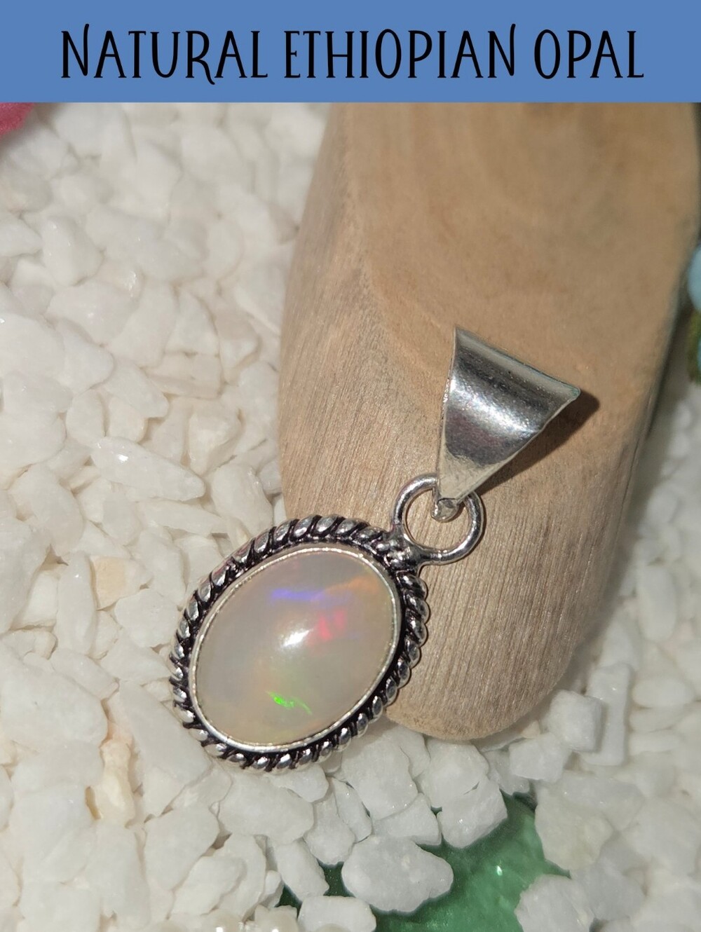 Elegant Ethiopian Fire Opal Gemstone Tiny Handmade Halo Pendant